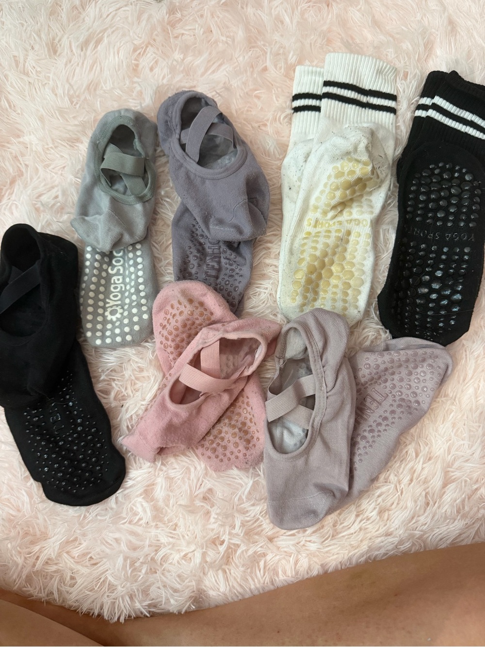 💕 7 pairs/pilates grip socks